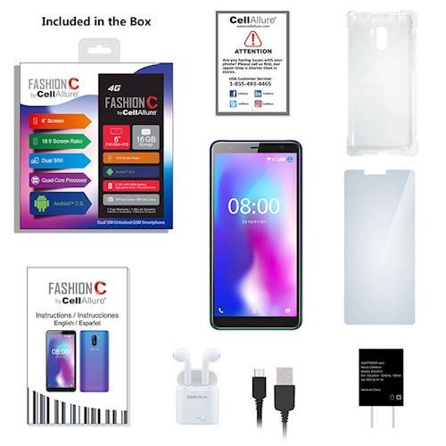 CellAllure Fashion C with 16GB Memory Cell Phone (Unlocked) - Aurora Lights/IML (Blue and Purple) WORLDWIDE DELIVERY