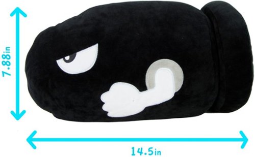 TOMY Club Mocchi-Mocchi Mario Kart Bullet Bill Mega 15 inch Plush Stuffed Toy - Black/White/Gray WORLDWIDE DELIVERY