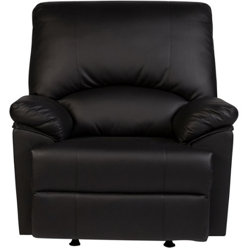 Relaxzen - Bonded Leather Recliner - Black-Front_Standard 