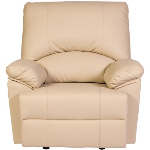 Relaxzen - Bonded Leather Recliner - Beige-Front_Standard 