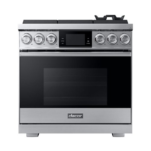 Dacor - Contemporary 5.4 Cu. Ft. Self-Cleaning Freestanding Gas Convection Range with 6 burners, Liquid Propane Convertible - Silver Stainless Steel