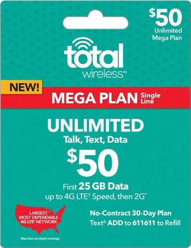 Total Wireless - $50 Prepaid Phone Card - Green-Front_Standard 