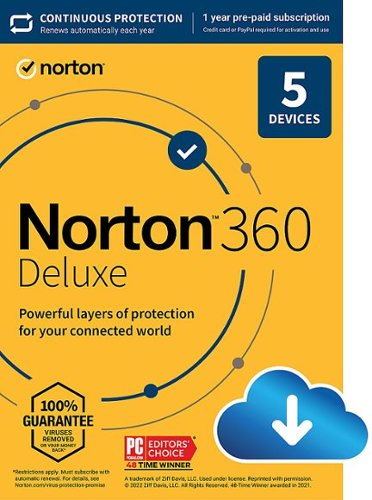 Norton - 360 Deluxe (5 Device) Antivirus Internet Security Software + VPN + Dark Web Monitoring (1 Year Subscription) - Android, Mac OS, Windows, Apple iOS [Digital]
