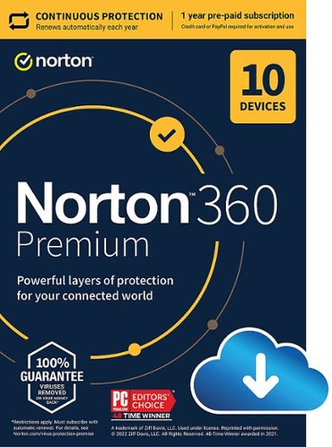Norton - 360 Premium (10-Device) Antivirus Internet Security Software + VPN + Dark Web Monitoring (1 Year Subscription) - Android, Mac OS, Windows, Apple iOS [Digital]