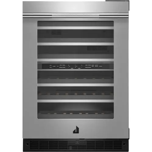 Front. JennAir - 45-Bottle Built-In Dual Zone Wine Cellar - Stainless Steel.