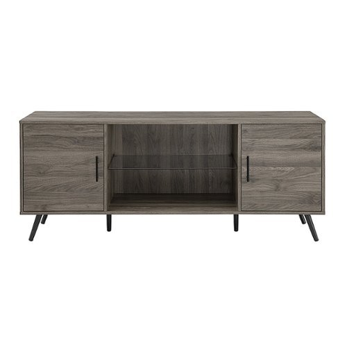 Walker Edison - 60" Mid Century Modern TV Stand Cabinet for Most TVs Up to 65" - Slate Grey