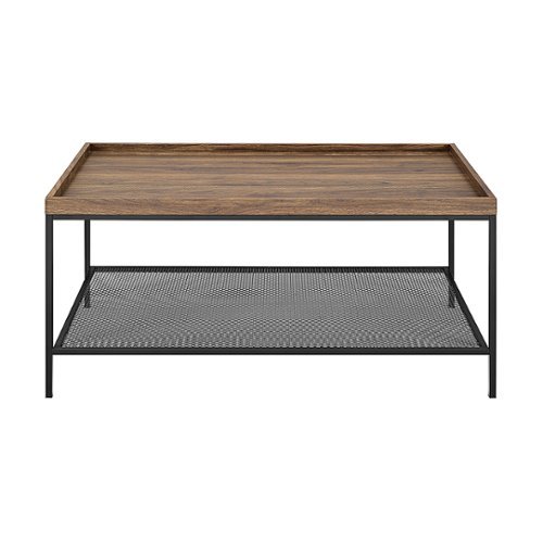 Walker Edison - Modern Tray Top Rectangular Coffee Table - Black/Dark Walnut