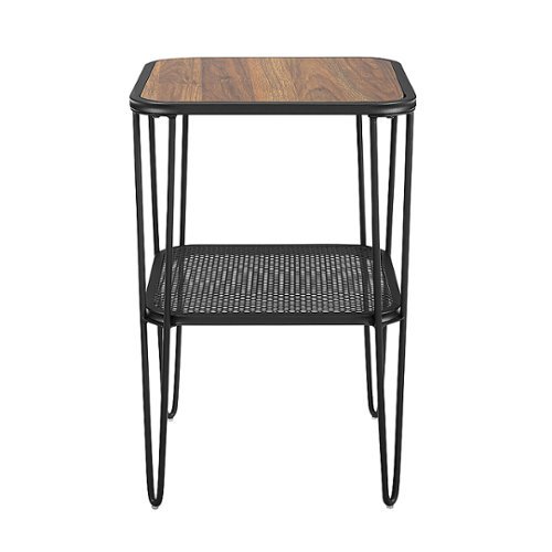Walker Edison - Square Mid-Century Modern Durable Laminate Side Table - Dark Walnut
