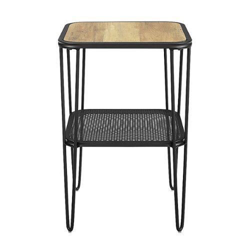 Walker Edison - Square Mid-Century Modern Durable Laminate Side Table - Rustic Oak