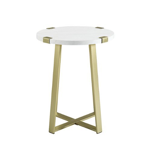 Walker Edison - Urban Industrial Side Table - Faux Marble/Gold