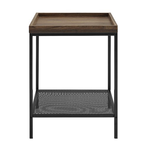 Walker Edison - Modern Tray Top Square End/Side Table - Black/Dark Walnut