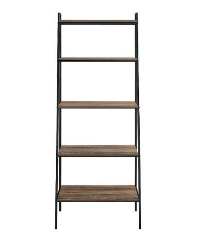 Walker Edison - 72" Industrial Ladder 5-Shelf Bookcase - Rustic Oak