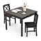 Costway - 3 PCS Dining Table Set Wooden Square Kitchen Table with 2 Upholstered Chairs - Gray-Front_Standard