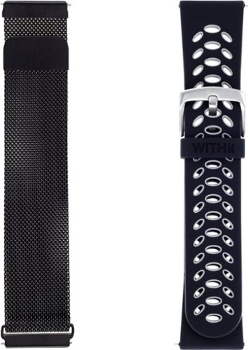 WITHit - Watch Strap for Fitbit Versa and Versa 2 (2-Pack) - Black/Black Gray
