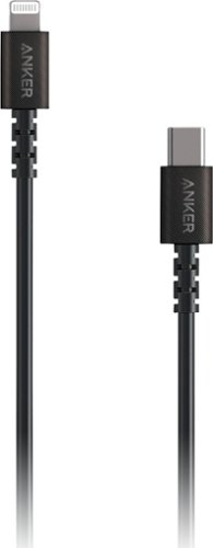 Anker - PowerLine 3' Lightning-to-USB Type C Charge-and-Sync Cable - Black-Front_Standard 
