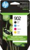 HP - 902 4-Pack Standard Capacity Ink Cartridges - Black/Cyan/Magenta/Yellow-Front_Standard