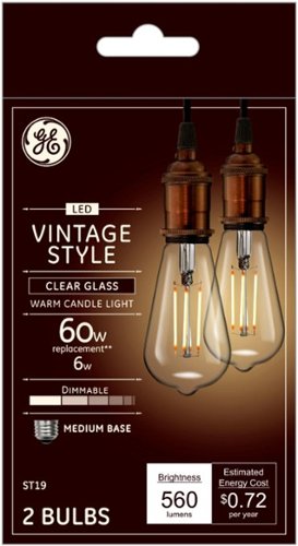 

GE - Vintage 560-Lumen, 6W Dimmable ST19 LED Light Bulb, 60W Equivalent (2-pack) - Clear
