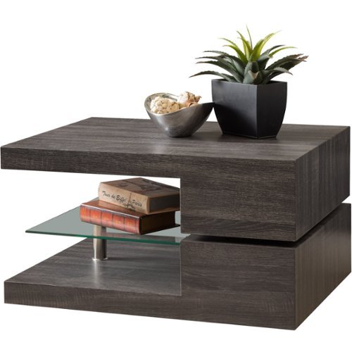 Noble House - Edgefield Rectangular Modern Wood Rotatable Coffee Table - Black-Front_Standard 