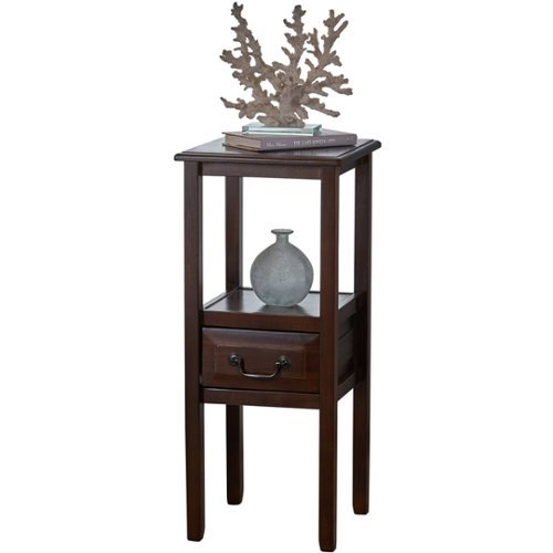 Noble House - Friendsville Square Acacia Wood 1-Drawer Accent Table - Dark Brown