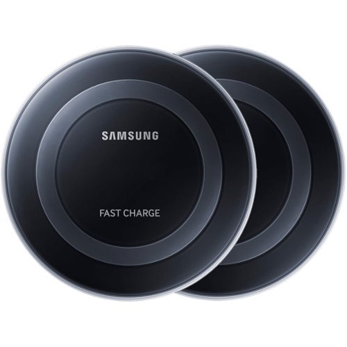  Samsung - Fast Charge Pad Qi Certified Fast Charge Wireless Charging Pad for iPhone®/Android (2 Pack) - Black