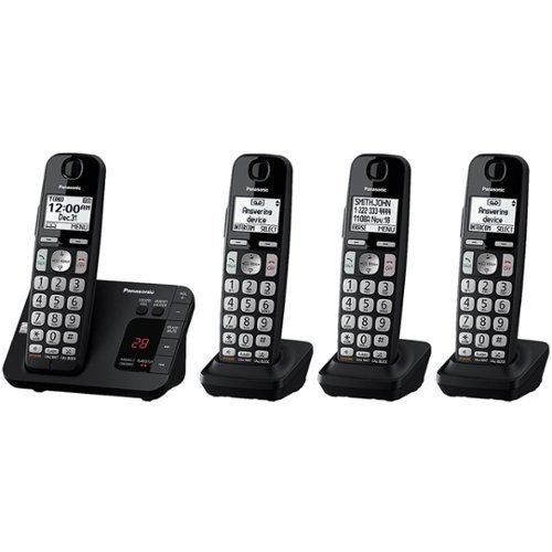 Panasonic - KX-TGE434B DECT 6.0 Expandable Cordless Phone System with Digital Answering System - Black-Angle_Standard 