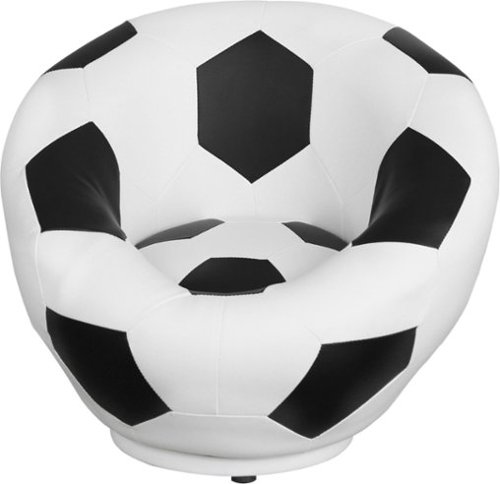 Karla Dubois - Soccer Ball Kids Swivel Chair - Black/White-Front_Standard 