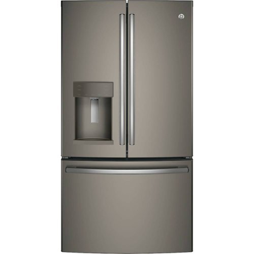 GE - 22.2 Cu. Ft. French Door Counter-Depth Refrigerator - Slate-Front_Standard 