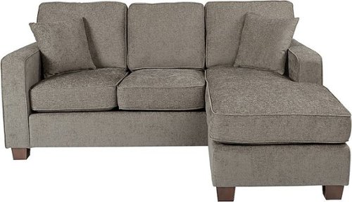 OSP Home Furnishings - Russell Sectional in Taupe fabric with 2 Pillows and Coffee Finished Legs - Gray