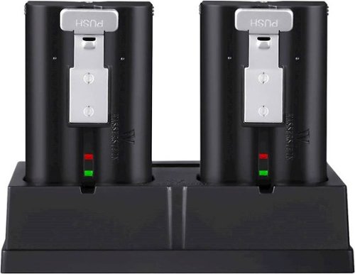 Wasserstein - Battery Charging Station and 2 Batteries for Select Ring Rechargeable Batteries - Black-Front_Standard 