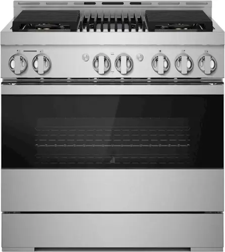 Front. JennAir - NOIR 5.1 Cu. Ft. Freestanding Gas True Convection Range with CustomClean™ - Floating Black Glass.