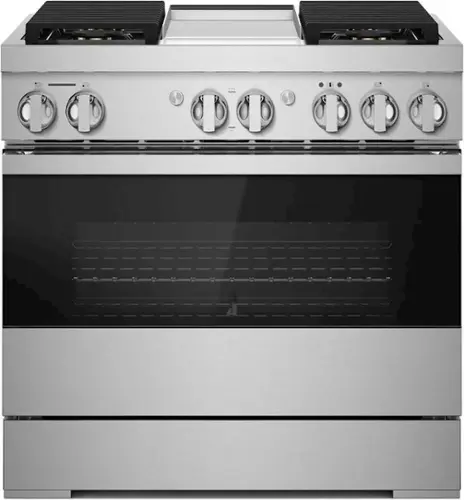 Front. JennAir - NOIR 5.1 Cu. Ft. Freestanding Dual Fuel True Convection Range with Self-Cleaning and Griddle and Steam Assist - Stainless steel.