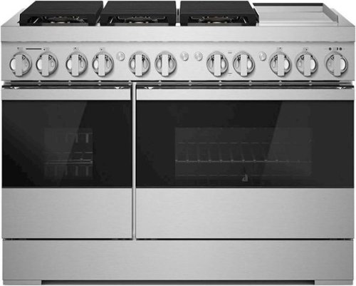 JennAir - NOIR 6.3 Cu. Ft. Freestanding Double Oven Dual Fuel True Convection Range with Self-Cleaning and Griddle - Floating glass black