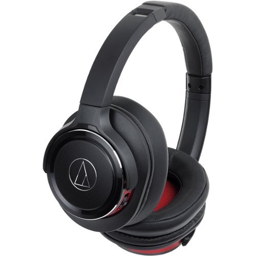 Audio-Technica - SOLID BASS ATH-WS660BT Wireless Over-the-Ear Headphones - Black/Red