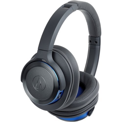Audio-Technica - SOLID BASS ATH-WS660BT Wireless Over-the-Ear Headphones - Blue/Gunmetal-Front_Standard 