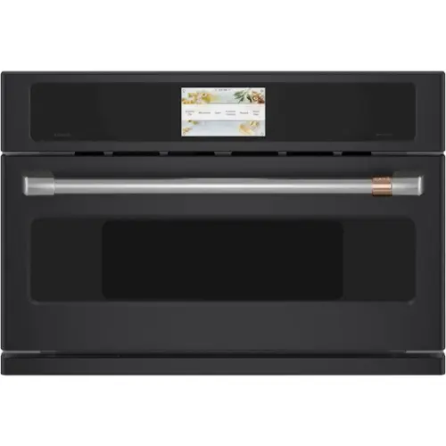 Front. Café - 30" Built-In Single Electric Convection Wall Oven with 120V Advantium Technology, Customizable - Matte Black.