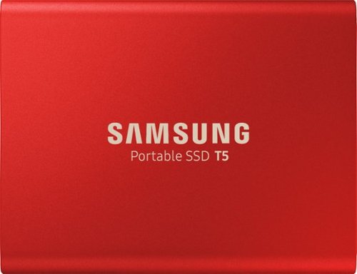 Samsung - T5 1TB External USB Type C Portable Solid State Drive - Metallic Red-Front_Standard