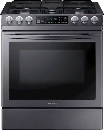  Samsung - 5.8 Cu. Ft. Self-Cleaning Slide-In Gas Convection Range - Black stainless steel