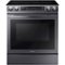 Samsung - 5.8 Cu. Ft. Self-Cleaning Slide-In Electric Convection Range - Black Stainless Steel-Front_Standard