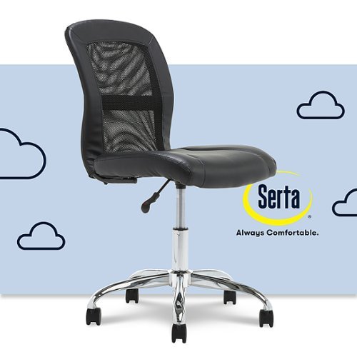 Serta - Essentials Mesh & Faux Leather Task Chair - Black