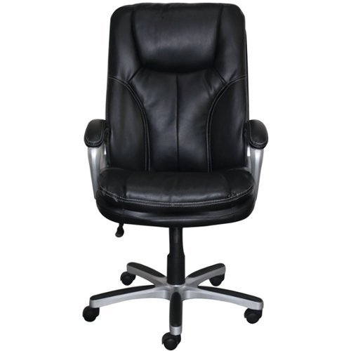 Serta - Big and Tall Puresoft Faux Leather Executive Chair - Black-Front_Standard 