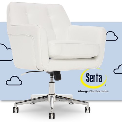 Serta - Ashland Bonded Leather & Memory Foam Home Office Chair - White