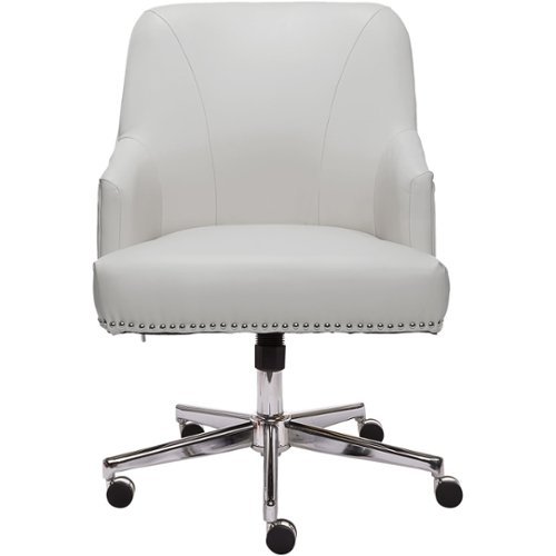 Serta - Leighton Modern Bonded Leather & Memory Foam Home Office Chair - White