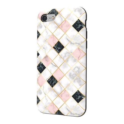 ArtsCase - StrongFit Designers Tough Cases Marble Geometry III Case for Apple® iPhone® 7 and 8 - White/Black/Beige