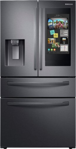 Samsung - 22.2 cu. ft. 4-Door French Door Counter Depth Smart Refrigerator with Family Hub - Black Stainless Steel