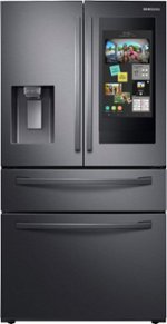 Samsung - Family Hub 22.2 Cu. Ft. 4-Door French Door Counter-Depth Fingerprint Resistant Refrigerator - Black stainless steel - Front_Standard