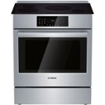 Bosch - 800 Series 4.6 Cu. Ft. Self-Cleaning Slide-In Electric Induction Convection Range - Stainless steel - Front_Standard