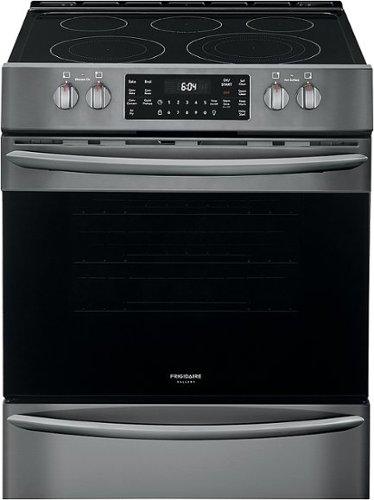 Frigidaire - Gallery 5.4 Cu. Ft. Freestanding Electric Air Fry Range with Self and Steam Clean - Black stainless steel