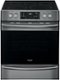 Frigidaire - Gallery 5.4 Cu. Ft. Freestanding Electric Air Fry Range with Self and Steam Clean - Black Stainless Steel-Front_Standard