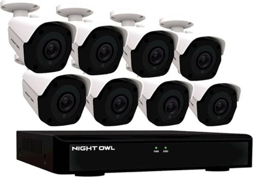 Night Owl - 8-Channel, 8-Camera Indoor/Outdoor Wired 4K 2TB NVR Surveillance System - Black/White