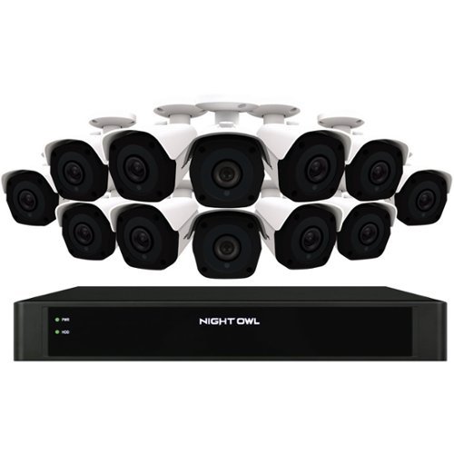 Night Owl - 4K Ultra HD Wired Security System 16-Channel, 12-Camera Indoor/Outdoor Wired 2160p 4TB NVR Surveillance System - Black/White-Front_Standard 